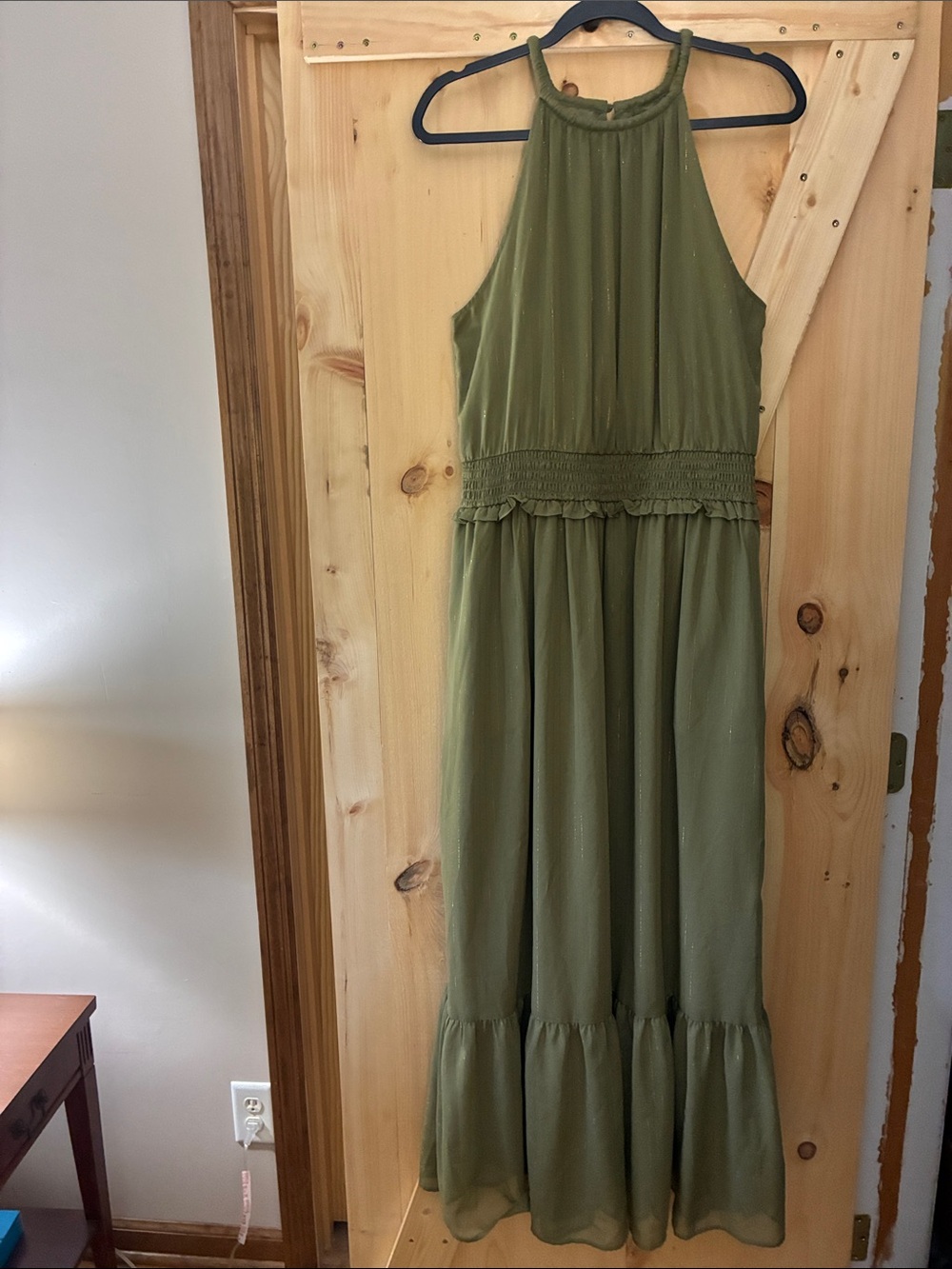 INC International Concepts Olive Green Sleeveless Pleated Dress